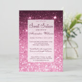 Galm girly roze bordeaux glitter bokeh Sweet 16 Kaart (Staand voorkant)
