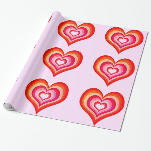 galmende harten roze inpakpapier (Uitgerold)