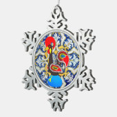 Galo de Barcelos design Tin Sneeuwvlok Ornament (Rechts)