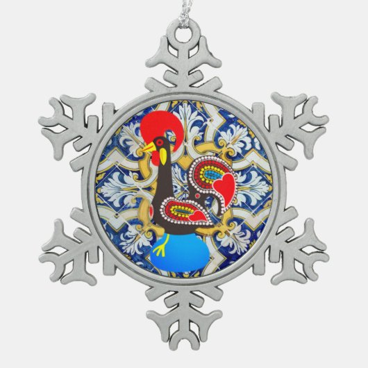 Galo de Barcelos design Tin Sneeuwvlok Ornament (Voorkant)