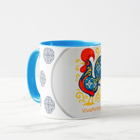 Galo de Barcelos Mug – Portuguese Rooster Azulejo  Mok (Voorkant links)