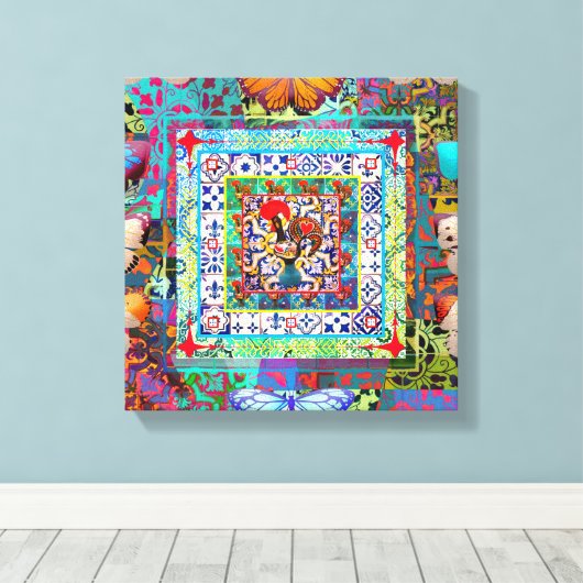 Galo de Barcelos, Portugal Canvas Afdruk (Insitu (Houten vloer))