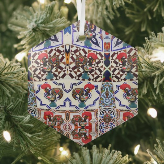 Galo de Barcelos Portugal Glas Ornament (Insitu)