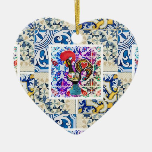 Galo de Barcelos, Portugal Keramisch Ornament (Voorkant)