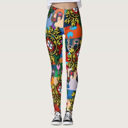 Galo de Barcelos, Portugees design Leggings (Voorkant)