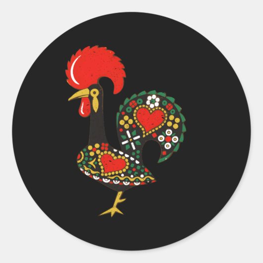 Galo de Barcelos Portugese haan Ronde Sticker (Voorkant)