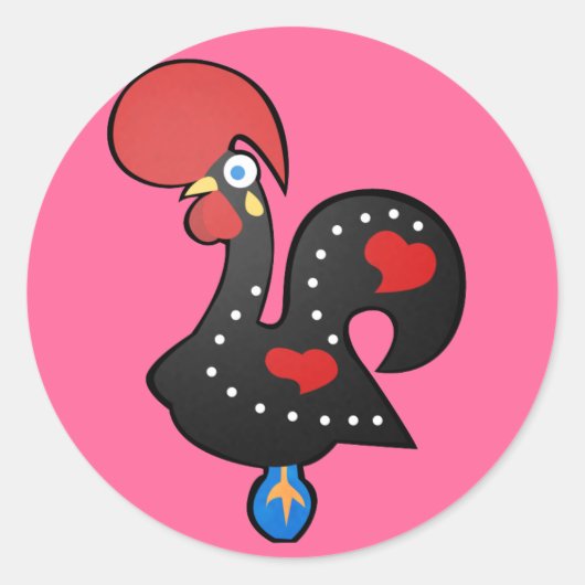 Galo De Barcelos Ronde Sticker (Voorkant)