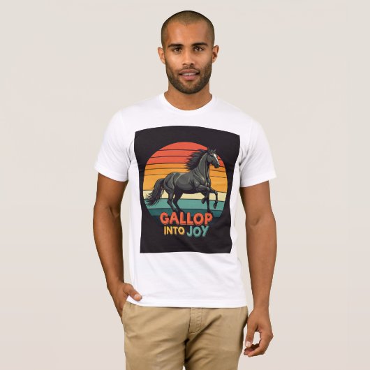 Galop in vreugde Tshirt ontwerp basic mannen tshir (Voorkant volledig)