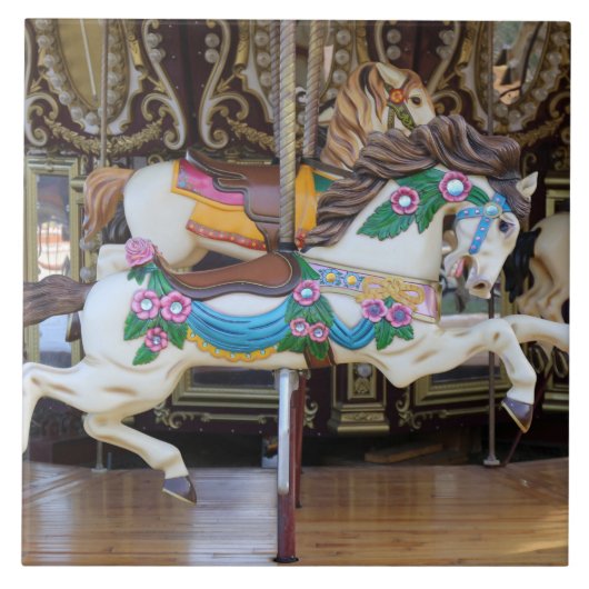 galoping Carousel Horse Tegeltje (Voorkant)