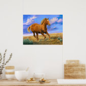 Galoping Quarter Horse Painting - Poster (Keuken)
