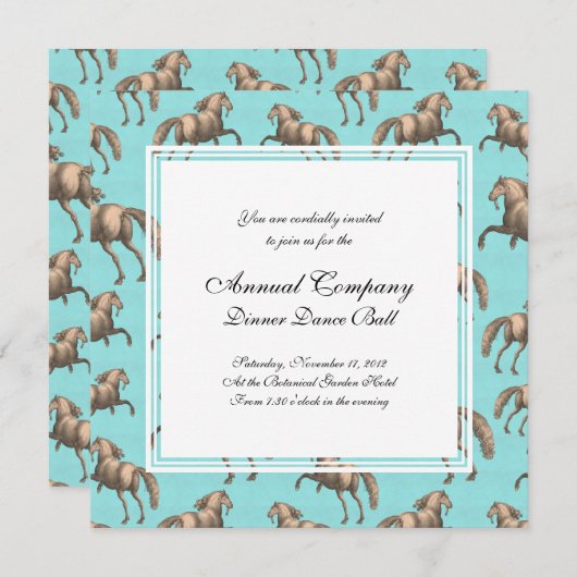 Galoping van de Spaanse Stallions Aqua Achtergrond Kaart (Voorkant / Achterkant)