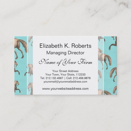 Galoping van de Spaanse Stallions Aqua Achtergrond Visitekaartje (Voorkant)