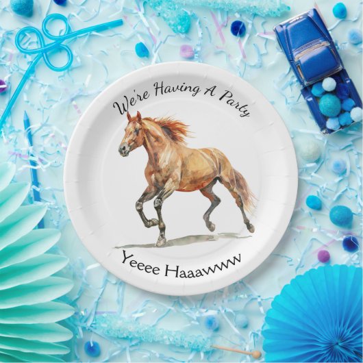 Galopperend paard gepersonaliseerd papieren bordje (Feest)