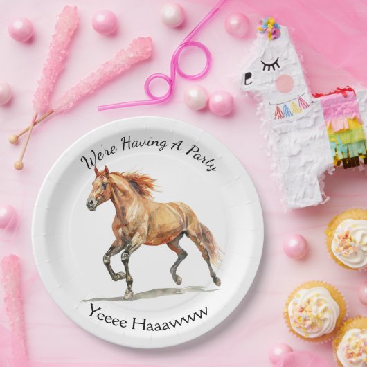 Galopperend paard gepersonaliseerd papieren bordje (Feest)