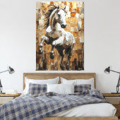 Galopperend paard in dynamische impasto kunst canvas afdruk (Insitu (Slaapkamer))
