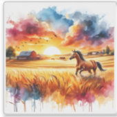 Galopperend paard in Golden Fields Sticker (Voorkant)