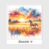 Galopperend paard in Golden Fields Sticker (Vel)
