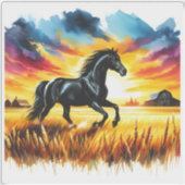 Galopperend paard in Golden Fields Sticker (Voorkant)