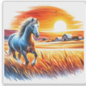 Galopperend paard in Golden Fields Sticker (Voorkant)
