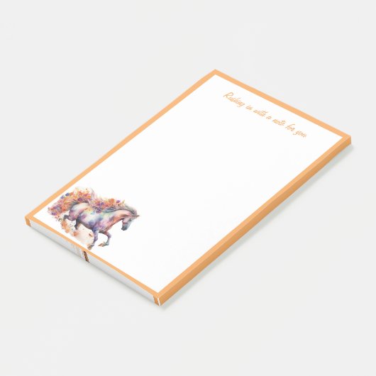 Galopperend paard met bloemenkrans post-it® notes (Schuin)