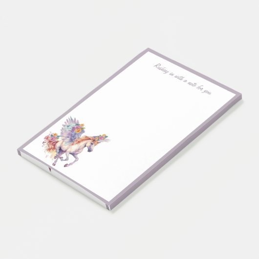 Galopperend paard met bloemenkrans post-it® notes (Schuin)