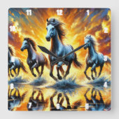 Galopperend paard omsingeld vuur vierkante klok (Voorkant)
