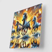 Galopperend paard omsingeld vuur vierkante klok (Hoek)