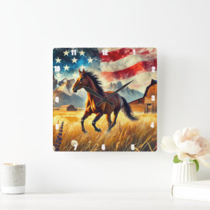 galopperend patriottisch paard vierkante klok