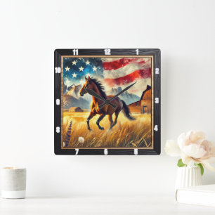 galopperend patriottisch paard vierkante klok