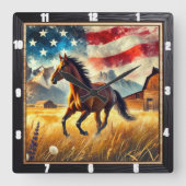 galopperend patriottisch paard vierkante klok (Voorkant)