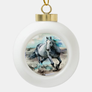 Galopperend Trekpaard Aquarel Keramische Bal Ornament