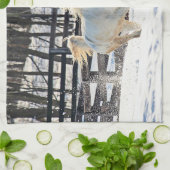 Galopperend Wit Paard Theedoek (Gevouwen)