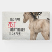 Galopperende goede tijden! Paardenverjaardagsbanne Spandoek (Horizontaal)