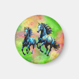 Galopperende paarden in de ochtendmist magneet