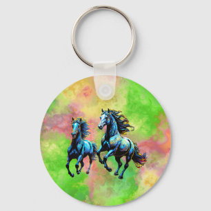 Galopperende paarden in de ochtendmist sleutelhanger