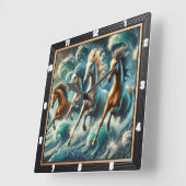 Galopperende paarden Ocean Art Vierkante Klok (Hoek)
