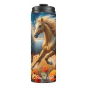 Galopperende paarden Poppies Sunset Meadow Thermosbeker (Voorkant)