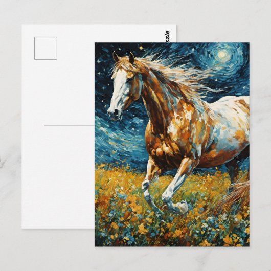 Galopperende Pinto hengst Van Gogh Briefkaart (Voorkant / Achterkant)