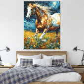Galopperende Pinto hengst Van Gogh Canvas Afdruk (Insitu (Slaapkamer))