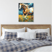 Galopperende Pinto hengst Van Gogh Canvas Afdruk (Insitu (Slaapkamer))