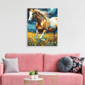 Galopperende Pinto hengst Van Gogh Canvas Afdruk (Insitu (Woonkamer))