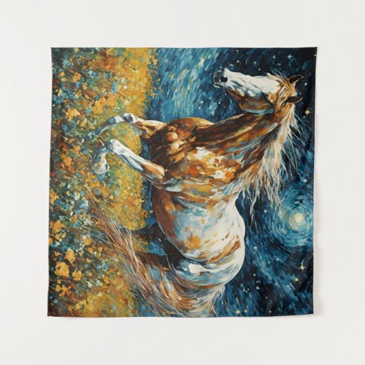 Galopperende Pinto hengst Van Gogh Wandkleed (Voorkant (horizontaal))