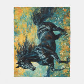 Galopperende zwarte hengst fleece deken (Voorkant)