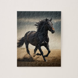 Galopperende zwarte hengst legpuzzel