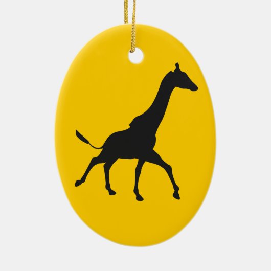 Galopping Giraffe Silhouette Keramisch Ornament (Achterkant)