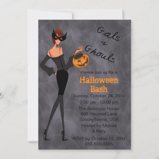 Gals and Ghouls Halloween Party Invitation Kaart (Voorkant)