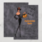 Gals and Ghouls Halloween Party Invitation Kaart (Voorkant / Achterkant)