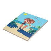 Gals op strand tegeltje (Zijkant)