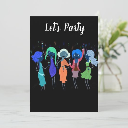 "GALS SAY LET'S PARTY" BACHELORETTE - BRUIDSFEEST KAART (Staand voorkant)