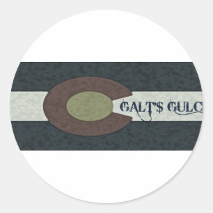 Galt's Golch - Rood wit en blauw combinatieontwerp Ronde Sticker